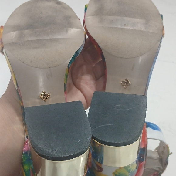 Nanette Lepore Floral Block Heel Sandals Sz 8.5M Gentle Used - Picture 9 of 9